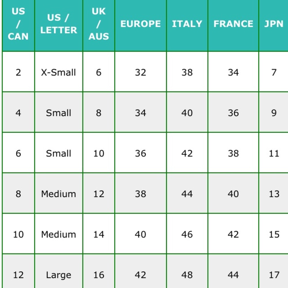 Women Size Chart